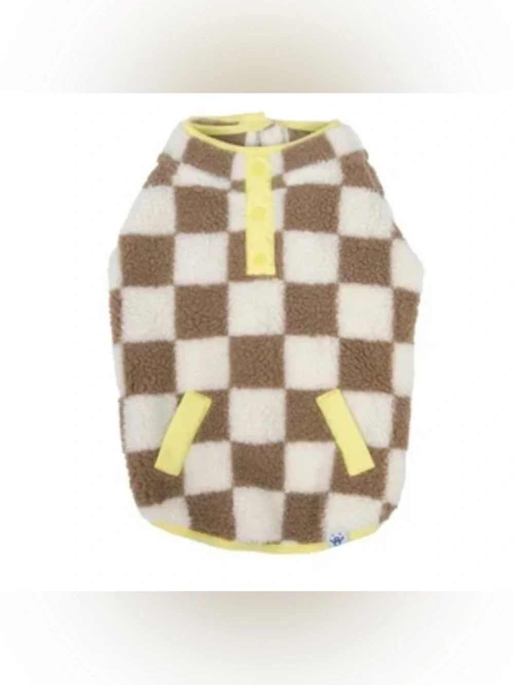 NEW-Medium Cozy Checkered Brown & White Sherpa Dog Jacket -